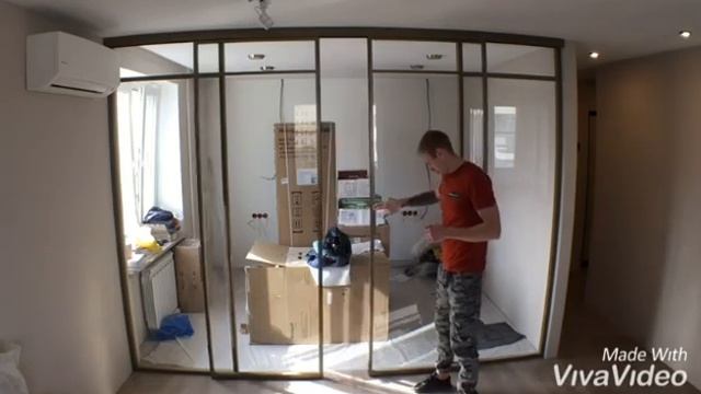 Стеклянная лофт перегородка SSSR LOFT с синхронным механизмом