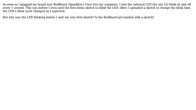 Arduino: Is the Sparkfun RedBoard pre-loaded with a blink sketch? смотреть онлайн