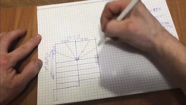 Расчет лестницы на 180 градусов с забежными ступенями.