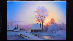 ? Acrylic Landscape Painting - Winter Sunset / Easy Art / Drawing Lessons / Satisfying Relaxing.