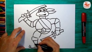 Как нарисовать Черепашку Ниндзя Леонардо, How to draw ninja turtles Leonardo