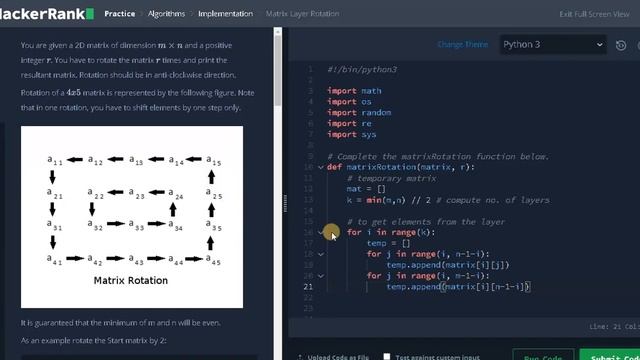 77 - Matrix Layer Rotation | Implementation | Hackerrank Solution | Python