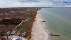 Аэросъемка. Побережье Азовского моря в ноябре. Коттеджный поселок. Степановка Первая.