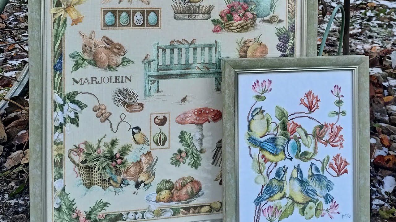 Ланарте, вышитые и оформленные сюжеты  Marjolein Bastin.Сэмлер Четыре сезона и Синички на жимолости.