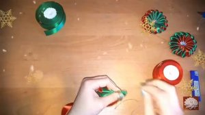 МК Бантики Зефирки Канзаши из Лент на Заколке /Новогодние Бантики Канзаши из Лент 2,5 см