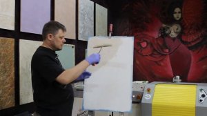 Декоративные краски, эффект песчаного ветра , мастер-класс по нанесению Sabia mat кистью .