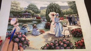 #124. Вышивка/ ГОТОВАЯ РАБОТА/ Dimensions 35021 - A Stroll In The Park/ Дименшенс - Прогулка в Парк