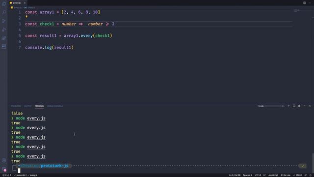 Javascript every() Metodu