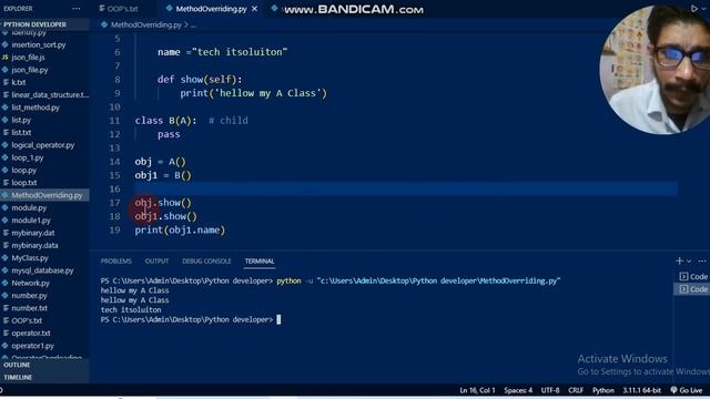 Python Method Overriding | Python Inheritance & Method Overridin | Learn Python