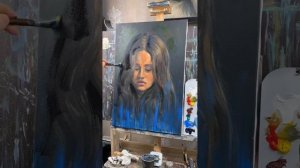 Портрет акрилом через пятна, весь процесс, 2 часть