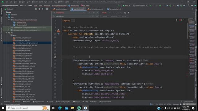 How to Implement Activity To Activity Transition Animation in Android Studio Kotlin