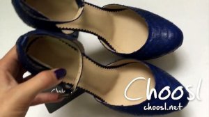 Туфли на толстом каблуке и платформе из питона, цвет синий — Choosl