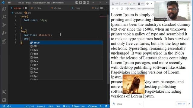 Css3 | Position Property  | Position : static  | absolute |  Relative |sticky | Fixed |