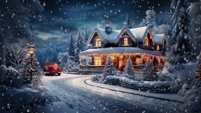 Cozy Christmas Ambience   Christmas Music, Snowy Winter Night   Sleep, Study, Relax, Focus