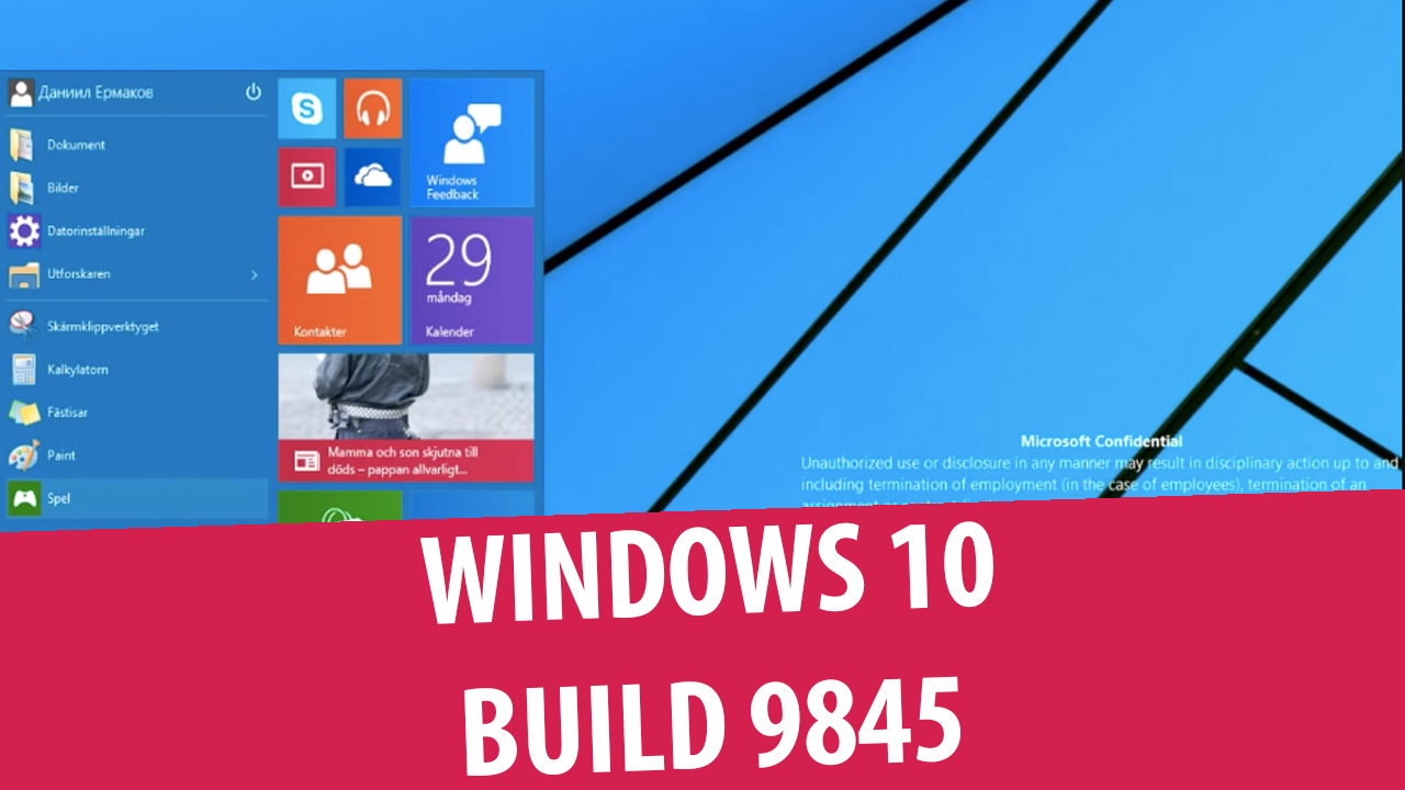 Windows 10 Technical Preview Build 9845 [Swedish]