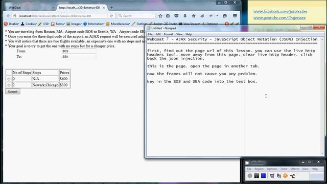 OWASP WebGoat - AJAX Security - JavaScript Object Notation Injection