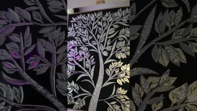 Зеркальная картина маслом со стразами Swarovski «Чёрное дерево» Black Tree oil mirror art