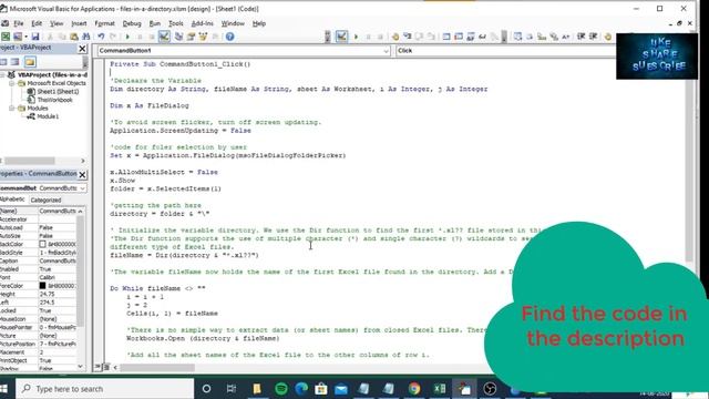 Export list of file names from folder Excel File|Get File Names and Details in folders-Code Include