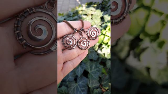 Everyday small simple copper spiral wire wrapped pendant.