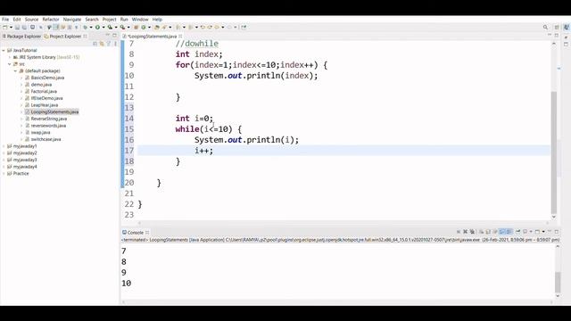 for, while, do-while (Looping statements in JAVA).Core JAVA basic tutorials for beginners.