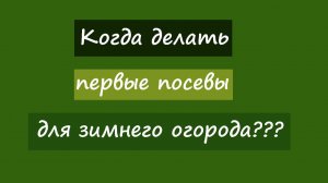 Когда делать посевы для зимнего огорода?