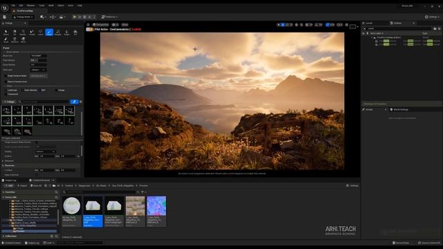 Создать горный пейзаж в Unreal Engine 5 | Анимация погоды, настроить камеры и солнца в Unreal Engin