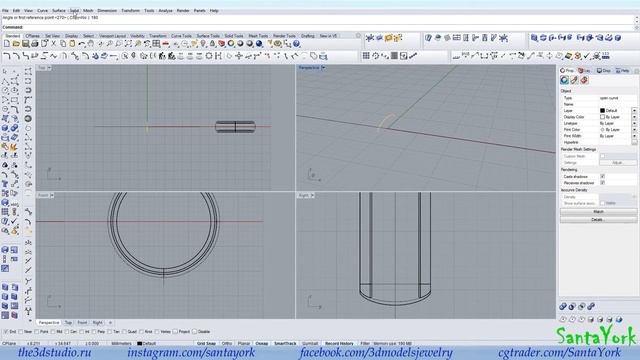 Простое кольцо в программе Rhino. Easy Ring in Rhinoceros. 2. #SantaYork