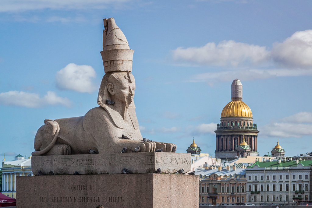 Сфинксы на университетской набережной фото