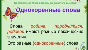 Урок 44  Однокоренные слова и формы слова