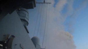 Запуск крылатой ракеты «Калибр» с военного корабля