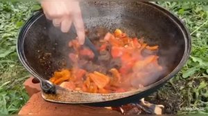 Шурпа в казане на костре от Рафаэля