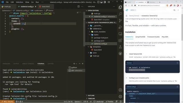 How to setup FastAPI with Tailwind CSS