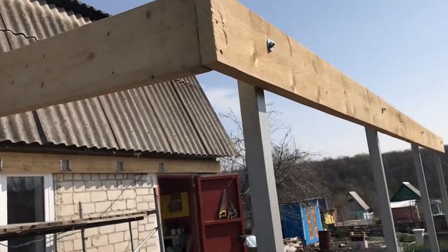 Навес к дому 6 на 4 ,из дерева.