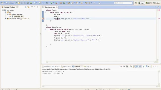 Java Tutorial Part 14 instance Variable (call by value)