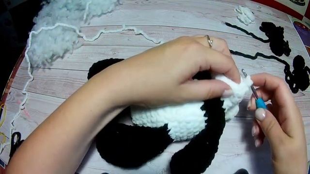 Плюшевая панда крючком! Туловище, голова и утяжка мордочки. смотреть онлайн