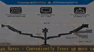 HUANUO Triple Monitor Stand - 3 Monitor Mount with Gas Spring Monitor Arm Fit Three 17 to 32 inch F