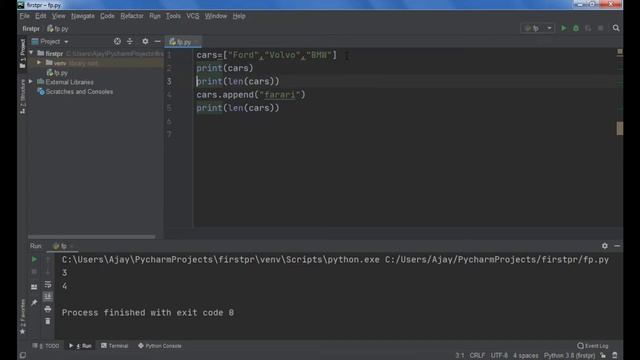 How We Find  Array length  ,Add or Remove Element and Find all Element of Array Using Loop in Pytho