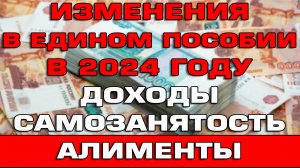 Изменения в Едином пособии 2024 Доходы Алименты Самозанятость Новости