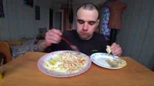 МУКБАНГ АСМР МАКАРОНЫ / СОУС / ЯИЧНИЦА / МЯСО СВИНИНА - КАРБОНАТ / БУТЕРБРОДЫ / ASMR Mukbang #423