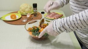 Цветная капуста, запеченная в духовке с фаршем и беконом. Невероятный рецепт!!!