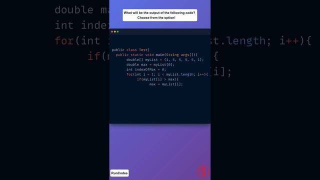 what will be the output of the code? choose from the option and comment! #java #coding #runcodes