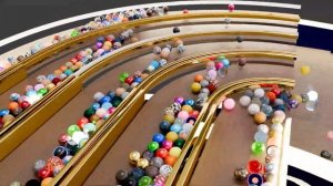 1,000 3D Balls with different textures. Spiral stairs mable race. Elevator marble run simulations