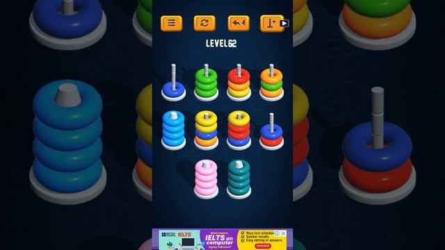 Hoop Sort Puzzle - Color Ring Stack Sorting Game Level 62 Solution