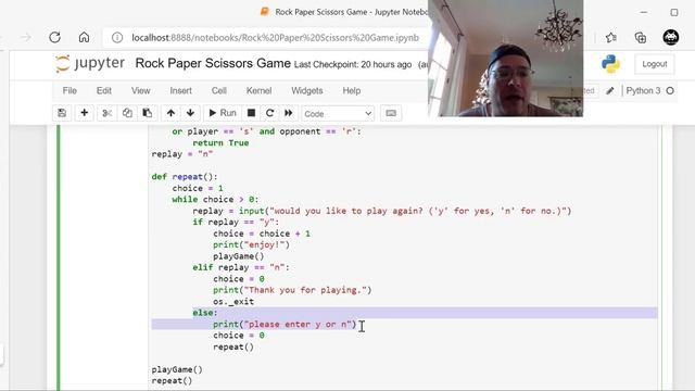 Advanced Rock Paper Scissors Game in Python with Looping and Jupyter Notebooks!