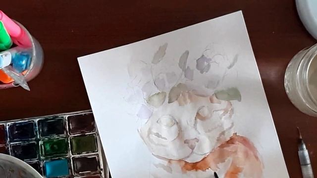 Рисовать легко. Как нарисовать кота акварелью.