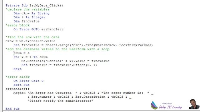 Excel Userform VBA - Previous and Next Button Part 3