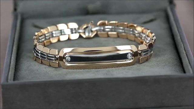 Литой мужской браслет в двухцветном золоте смотреть онлайн