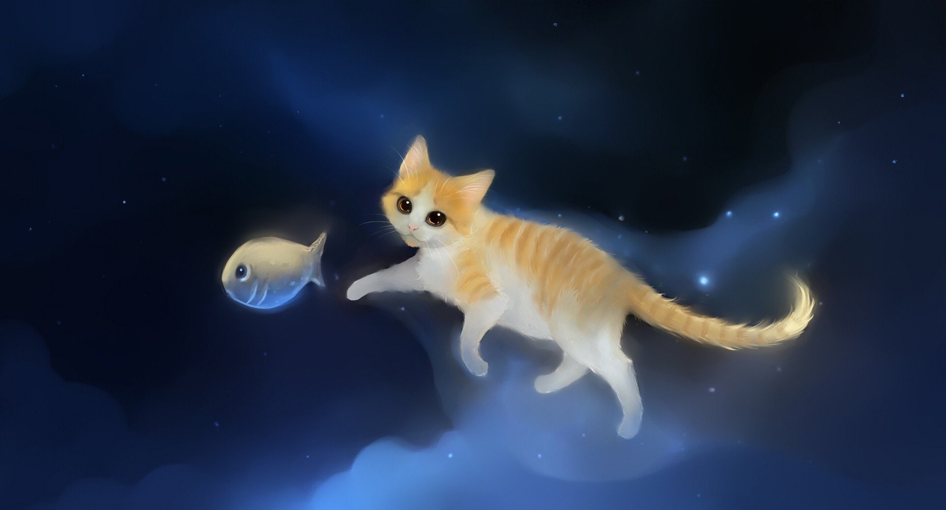 Котик рисунок обои