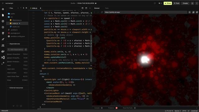React THREE Fiber: Three.js Particle Mouse Interaction смотреть онлайн