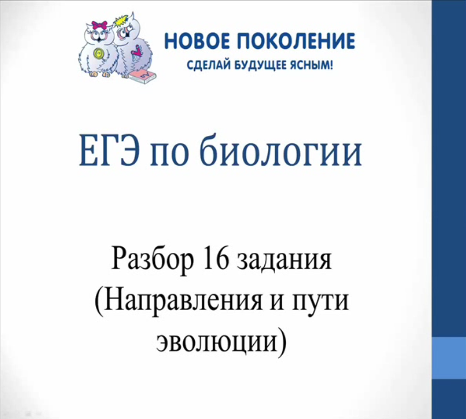 Биология. Разбор 16 задания ЕГЭ по биологии на направления и пути эволюции